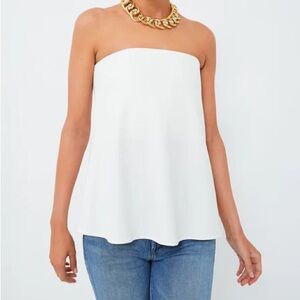 TUCKERNUCK Strapless Ivory Crepe Marin Top Small